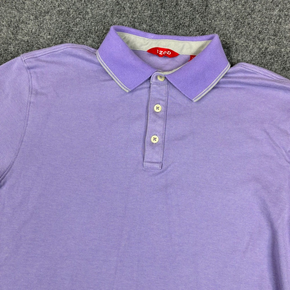 IZOD Advantage Performance Polo Shirt Mens Medium‎ Purple Short Sleeve Tipped